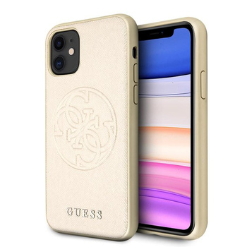 Guess Saffiano 4G Circle Logo - Etui iPhone 11 (złoty)