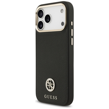 Guess Grained Strass Logo MagSafe - Etui iPhone 17 Pro Max (czarny)