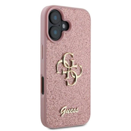 Guess Fixed Glitter Big 4G - Etui iPhone 16 Plus (różówy)