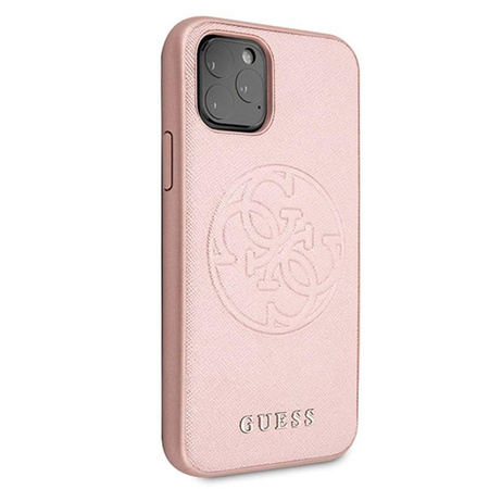 Guess Saffiano 4G Circle Logo - Etui iPhone 11 Pro Max (różowy)
