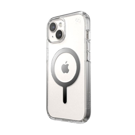 Speck Presidio Perfect-Clear MagSafe - Etui iPhone 16e / iPhone 15 / iPhone 14 / iPhone 13 (Clear / Chrome Finish / Serene Silver)